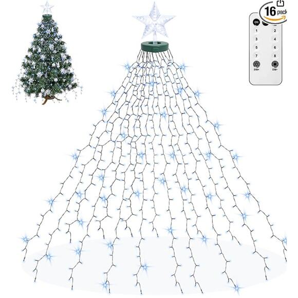Tree Lights with Star Toppers, 410 LED,8 Modes & Memory, 6.6FT, Remote&Time - Picture 1 of 5